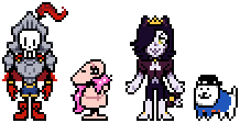 Papyrus, Glam Dummy, Glam Glitter-kun, and Toby sprites